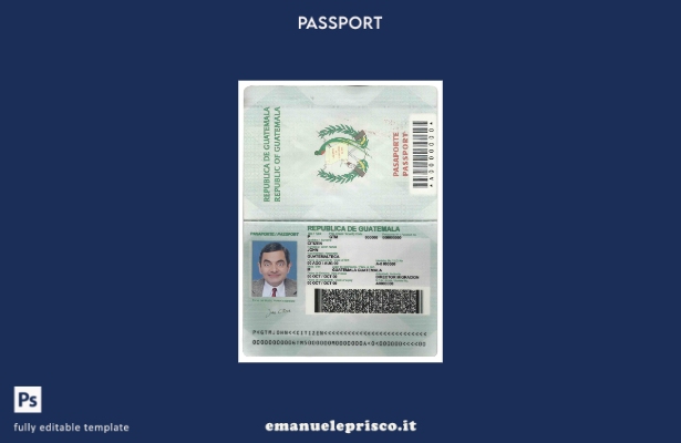 modello di passaporto guatemalteco in stile verificato